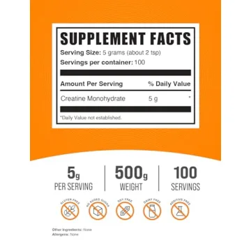 BulkSupplements Creatine Monohydrate - Unflavored, Gluten-Free