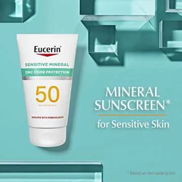Eucerin Sun Sensitive Mineral Sunscreen Lotion SPF 50, Hypoallergenic Protection with Zinc Oxide, 4 ...