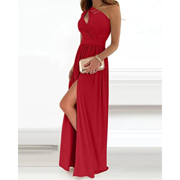 Elegant BTFBM One Shoulder Cutout Maxi Dress For Women
