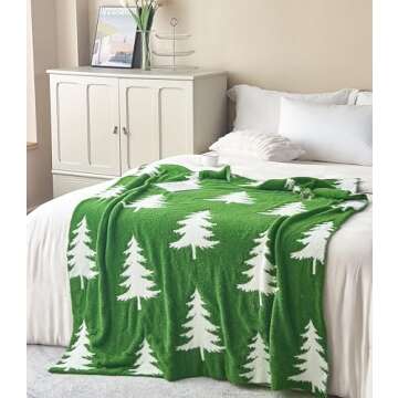 NIDITW Ultra Soft Cozy Pine Tree Christmas Throw Blanket Microfiber Knitted Blanket Lightweight Fluf...