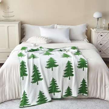 NIDITW Ultra Soft Cozy Pine Tree Christmas Throw Blanket Microfiber Knitted Blanket Lightweight Fluffy Fleece Blanket All Seasons for Home Sofa Couch 50x60 Inches (Pine Tree)