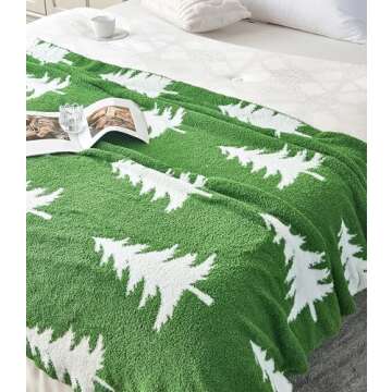 NIDITW Ultra Soft Cozy Pine Tree Christmas Throw Blanket Microfiber Knitted Blanket Lightweight Fluffy Fleece Blanket All Seasons for Home Sofa Couch 50x60 Inches (Pine Tree)