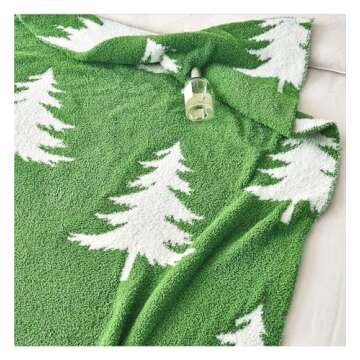 NIDITW Ultra Soft Cozy Pine Tree Christmas Throw Blanket Microfiber Knitted Blanket Lightweight Fluffy Fleece Blanket All Seasons for Home Sofa Couch 50x60 Inches (Pine Tree)