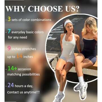 Trendy Non-Slip Headbands Set for Women - 7PCS Elastic Soft Thick Cotton Cloth Headbands for Yoga, R...