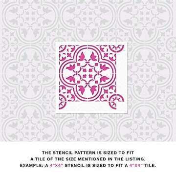 Rosario Tile Stencil - Stencil Linoleum, Floor Tile Stencils, Tile Stencils, Stencil Fireplace, Kitchen Stencil