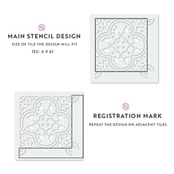 Rosario Tile Stencil - Stencil Linoleum, Floor Tile Stencils, Tile Stencils, Stencil Fireplace, Kitchen Stencil