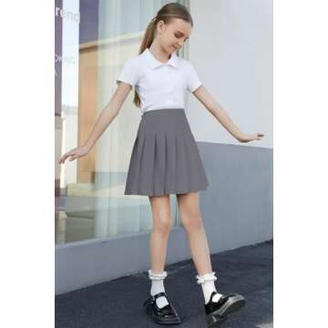 Womens Grey Plaid Pleated Skirt for School and Cosplay