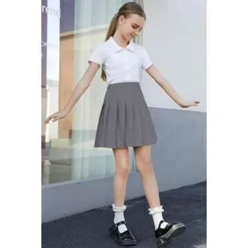 Womens Grey Plaid Pleated Skirt for School and Cosplay