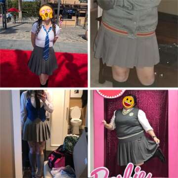 Womens Grey Plaid Pleated Skirt for School and Cosplay