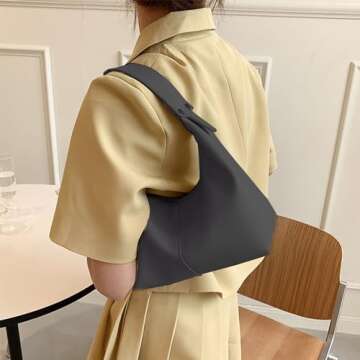 Ann Bully Women's Hobo Handbag, Retro Vegan Leather Shoulder Bag for Women, Y2K Purse Tote, Black