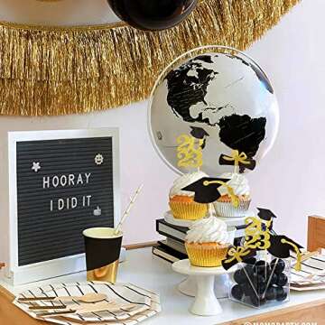 Class of 2023 Glitter Graduation Cupcake Topper, Food/Appetizer Picks for Graduation Party (graduation 02)