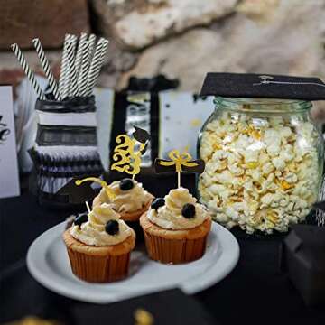 Class of 2023 Glitter Graduation Cupcake Topper, Food/Appetizer Picks for Graduation Party (graduation 02)