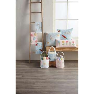 Mud Pie Easter Egg Beaded Bucket; 7 1/2" x 8 1/2"