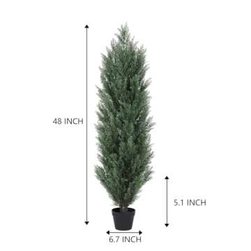 THE BLOOM TIMES 4ft Topiary Trees Artificial Outdoor – UV Resistant Faux Cedar Pine Cypress Bushes...