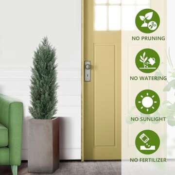 THE BLOOM TIMES 4ft Topiary Trees Artificial Outdoor – UV Resistant Faux Cedar Pine Cypress Bushes and Shrubs, Fake Potted Plants for Front Porch Outside Planter Patio Decor, Set of 2 (4 Foot)