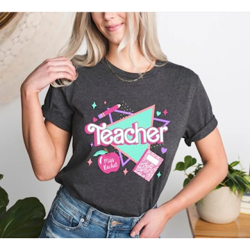 Personalized Teacher Shirt Custom Name Pink Trendy T-Shirt