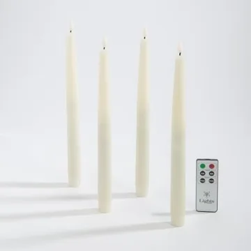 LampLust Flameless Taper Candles Realistic 3D Flame Remote