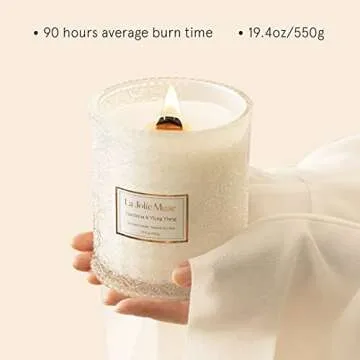 LA JOLIE MUSE Gardenia & Ylang Ylang Scented Candle, Mother Day Candle Gift, Soy Candle for Home, Ca...