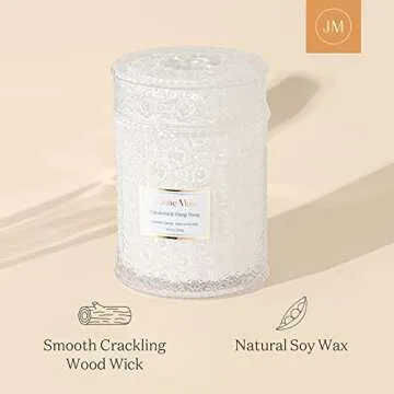 LA JOLIE MUSE Gardenia & Ylang Ylang Scented Candle, Mother Day Candle Gift, Soy Candle for Home, Candles for Women, Large Glass Jar Candle Gift, Wood Wick Candle, 90 Hours Long Burning Time, 19.4 oz