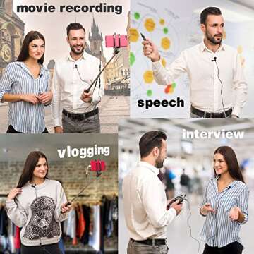 Lavalier Microphone - Professional Lapel Mic For Recording Interview, Podcast, Speech, Vlog, Video, Youtube - External Mic For IPhone, Android, Laptop - Pro Grade Lapel Microphone - Clip On Microphone