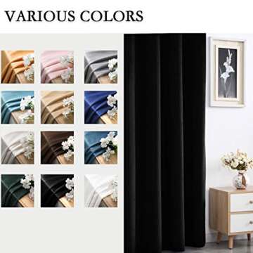 SPXTEX Black Velvet Blackout Curtains 63 inches Long Light Blocking Grommet Velvet Window Curtain Panels Set of 2 Heat Insulated Curtains Blackout Thermal Velvet Curtain Panels for Bedroom 2 Panels