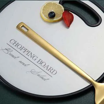 Gold Cooking Spoons, Berglander 6 Pieces Spatula Set Stainless Steel, Metal Spatula, Serving Spoon, Kitchen Tools Set Non-Stick And Heat Resistant, Dishwasher Safe, Easy to Clean (6 Packs)