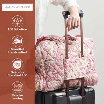Maison d' Hermine Weekend Bag Cotton Quilted Duffel Overnight Luggage Weekender Gym Bag for Gifts Tr...