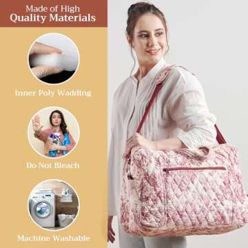 Maison d' Hermine Weekend Bag Cotton Quilted Duffel Overnight Luggage Weekender Gym Bag for Gifts Travel Men Women Business Travellers Family Trip, The Miller - Red