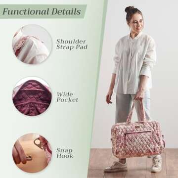 Maison d' Hermine Weekend Bag Cotton Quilted Duffel Overnight Luggage Weekender Gym Bag for Gifts Travel Men Women Business Travellers Family Trip, The Miller - Red