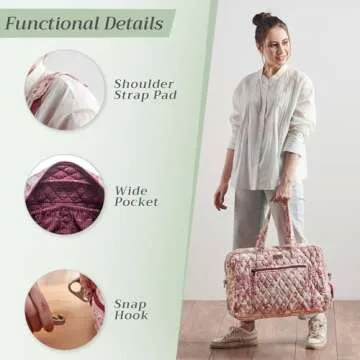 Maison d' Hermine Weekend Bag Cotton Quilted Duffel Overnight Luggage Weekender Gym Bag for Gifts Travel Men Women Business Travellers Family Trip, The Miller - Red