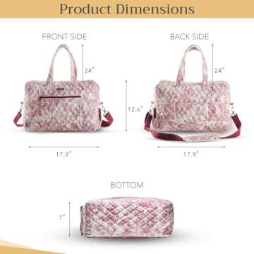 Maison d' Hermine Weekend Bag Cotton Quilted Duffel Overnight Luggage Weekender Gym Bag for Gifts Travel Men Women Business Travellers Family Trip, The Miller - Red