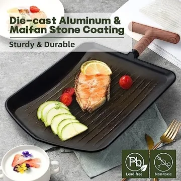 Parmedu Nonstick Grill Pan for Indoor & Outdoor Cooking