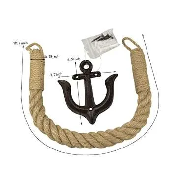 ROXLLGJC Nautical Rope Toilet Paper Holder Coastal Towel Holder with Metal Hook for Bathroom Decor (...