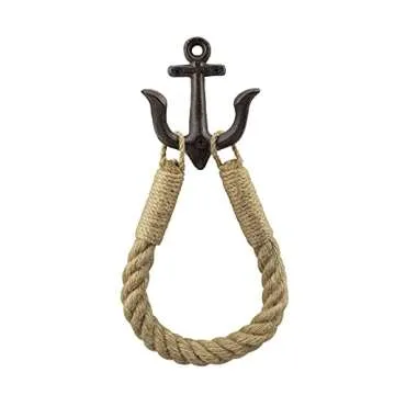 ROXLLGJC Nautical Rope Toilet Paper Holder Coastal Towel Holder with Metal Hook for Bathroom Decor (Black)