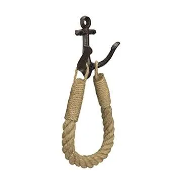 ROXLLGJC Nautical Rope Toilet Paper Holder Coastal Towel Holder with Metal Hook for Bathroom Decor (Black)