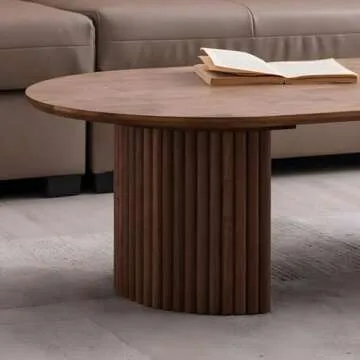 LAKIQ Modern Wood Coffee Table with Storage Shelf