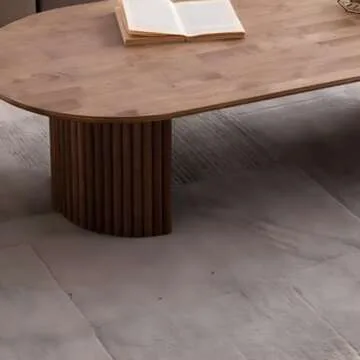 LAKIQ Modern Wood Coffee Table with Storage Shelf