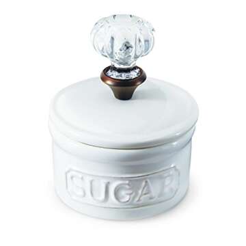 Mud Pie Door Knob Sugar Bowl, White 5.85H X 6.7L X 6.35W