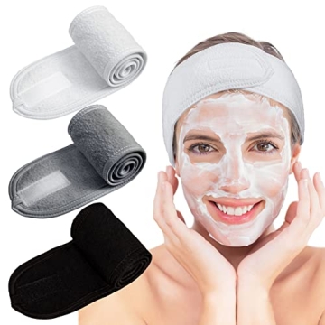 Whaline Spa Facial Headband Set - Soft, Adjustable, 3-Pack for Ultimate Comfort