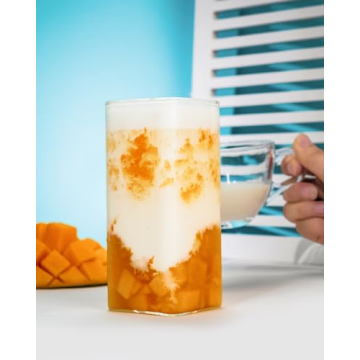 LUXU Square 8 oz Drinking Glasses Set - Stylish and Durable