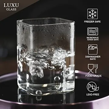 LUXU Square 8 oz Drinking Glasses Set - Stylish and Durable