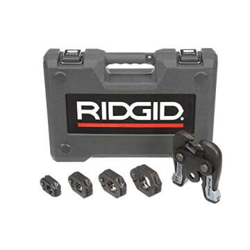 RIDGID 27423 V1 Kit for Standard Press Tools with 1/2" to 1-1/4" Press Rings, V1 Actuator, and Case, Standard Press Rings and Actuator for ProPress System Fittings