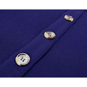 Berydress Women's Casual Beach Summer Dresses Solid Cotton Flattering A-Line Spaghetti Strap Button Down Midi Sundress (M, 6046-Navy)