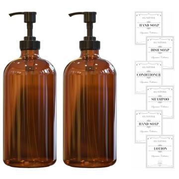 Sunrise Premium 16 OZ Lead-Free Glass Soap Dispenser Set