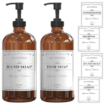 Sunrise Premium 16 OZ Lead-Free Glass Soap Dispenser Set