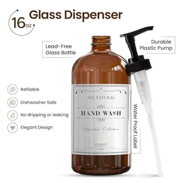 Sunrise Premium 16 OZ Lead-Free Glass Soap Dispenser Set