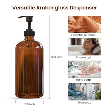 Sunrise Premium 16 OZ Lead-Free Glass Soap Dispenser Set