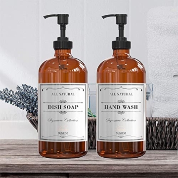 Sunrise Premium 16 OZ Lead-Free Glass Soap Dispenser Set