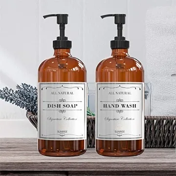 Sunrise Premium 16 OZ Lead-Free Glass Soap Dispenser Set