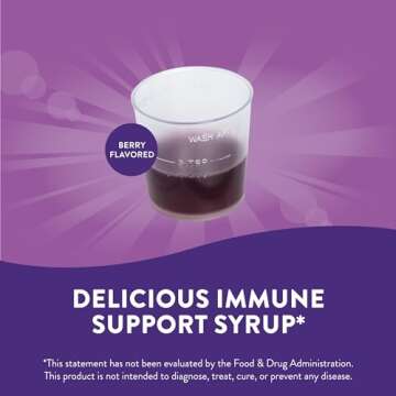 Nature's Way Sambucus Elderberry Immune Syrup, Daily Immune Support*, Black Elderberry Extract, Vitamin C, Zinc, Echinacea, Propolis, 8 Fl Oz (Packaging May Vary)
